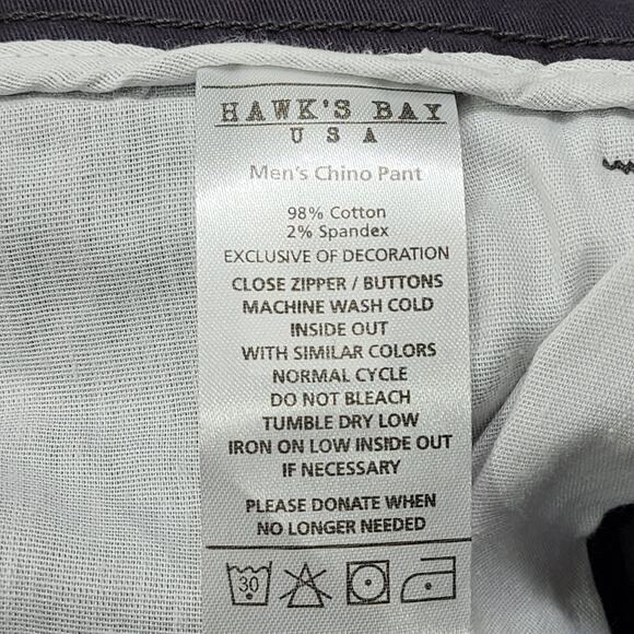 NEW Hawks Bay Pants Mens 38/32 Gray Charcoal Chino Stretch Twill Straight Slim - Picture 8 of 14